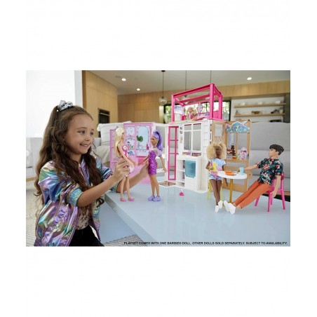 Dollhouse with Doll 2 Levels & 4 Play Areas Fully Furnished 3 to 7 Year Olds $76.82 Doll Playsets