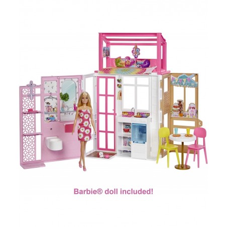Dollhouse with Doll 2 Levels & 4 Play Areas Fully Furnished 3 to 7 Year Olds $76.82 Doll Playsets