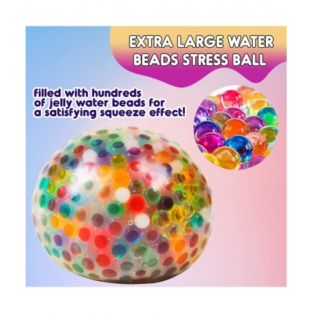 Stress Balls with Gel Water Beads - Jumbo Size (Colorful) - Anti-Stress ADHD Anxiety Relief Sensory Toy for Kids and Adults -...