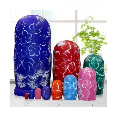 10pcs Blue Loving Heart Shaped Handmade Wooden Russian Nesting Dolls Matryoshka Wooden Toys $44.70 Nesting Dolls
