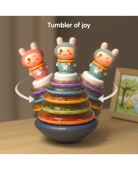Stacks of Circles STEM Learning Toy with Sounds Lights Electronic Musical Stacking Ring Montessori Toy Gift for 3 6 9 12 18 M...