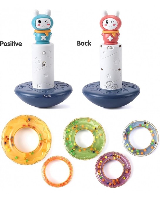 Stacks of Circles STEM Learning Toy with Sounds Lights Electronic Musical Stacking Ring Montessori Toy Gift for 3 6 9 12 18 M...