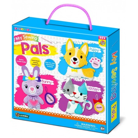 C.S. Kids Magic World DIY Personalised Sewing Kit - My Sewing Pals (Puppy/Bunny/Kitten)|Arts & Crafts Gifts | Educational Sew...