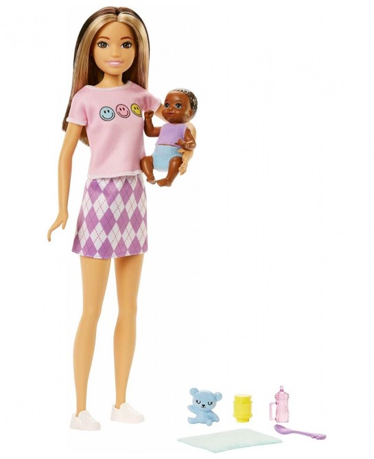 Dolls and Accessories Skipper Doll (Two-Tone Hair) with Baby Figure and 5 Accessories Babysitters Inc. Playset $29.29 Doll Pl...