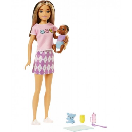 Dolls and Accessories Skipper Doll (Two-Tone Hair) with Baby Figure and 5 Accessories Babysitters Inc. Playset $29.29 Doll Pl...