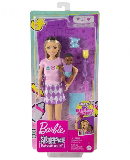 Dolls and Accessories Skipper Doll (Two-Tone Hair) with Baby Figure and 5 Accessories Babysitters Inc. Playset $29.29 Doll Pl...