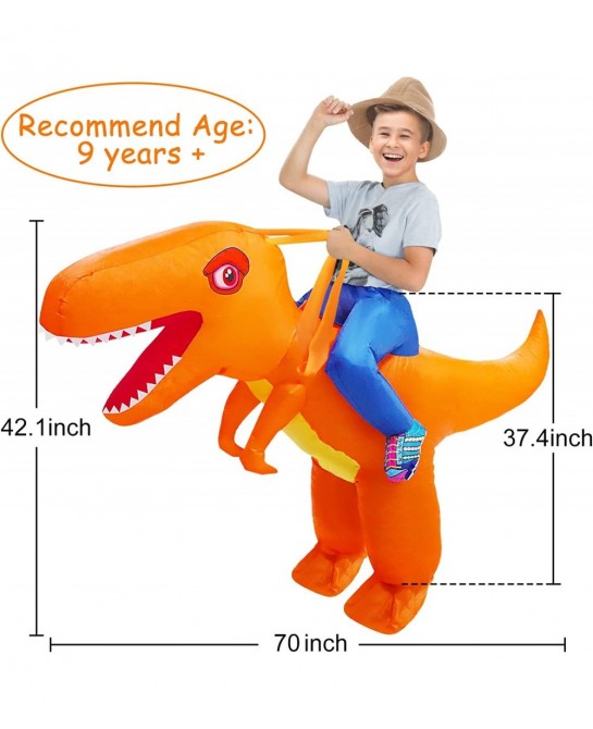 Kids Inflatable Dinosaur Costume Halloween Blow up costume Riding A T-rex Funny Costume for Party Dress-up Pretend $41.43 Kid...
