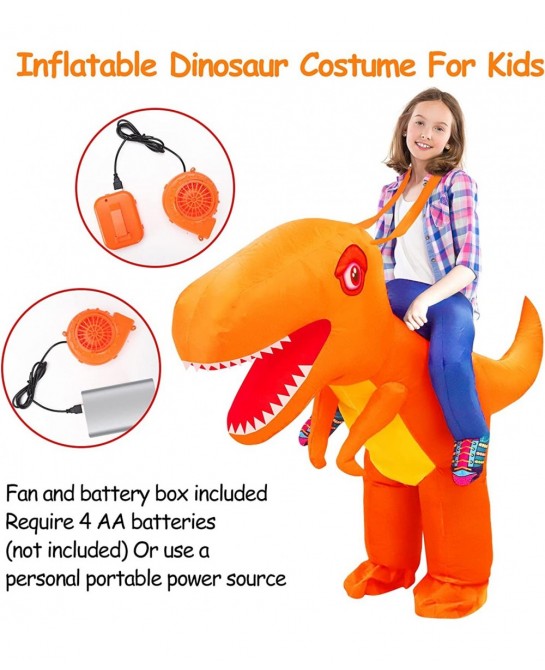 Kids Inflatable Dinosaur Costume Halloween Blow up costume Riding A T-rex Funny Costume for Party Dress-up Pretend $41.43 Kid...