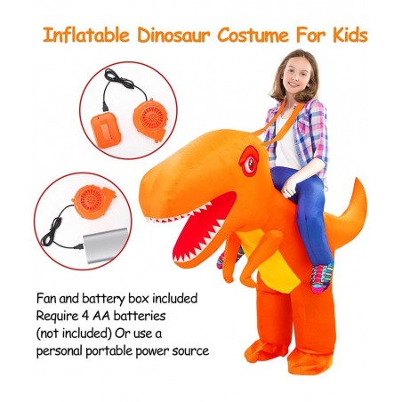 Kids Inflatable Dinosaur Costume Halloween Blow up costume Riding A T-rex Funny Costume for Party Dress-up Pretend $41.43 Kid...