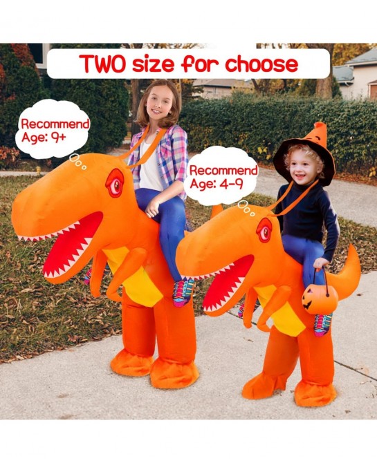 Kids Inflatable Dinosaur Costume Halloween Blow up costume Riding A T-rex Funny Costume for Party Dress-up Pretend $41.43 Kid...