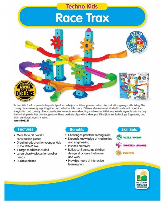 Techno Kids STEM Construction Set – Race Trax (30+ pieces) – STEM Toys & Gifts for Boys & Girls Ages 3 Years and Up $50.80 To...