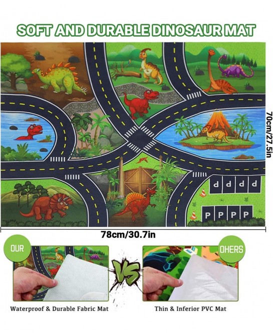 61 PCS Dinosaur Toys with Figures for Boys Activity Play Mat Dinosaur Toy Sets Realistic Dinosaur Toys & Cars & Stickers Educ...