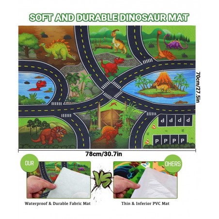 61 PCS Dinosaur Toys with Figures for Boys Activity Play Mat Dinosaur Toy Sets Realistic Dinosaur Toys & Cars & Stickers Educ...