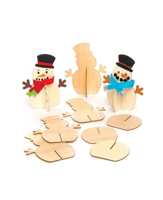 AT158 Wooden Stand-up 3D Snowmen - Pack of 6 Christmas Arts and Crafts $17.15 Kids' Drawing & Writing Boards