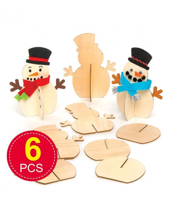 AT158 Wooden Stand-up 3D Snowmen - Pack of 6 Christmas Arts and Crafts $17.15 Kids' Drawing & Writing Boards