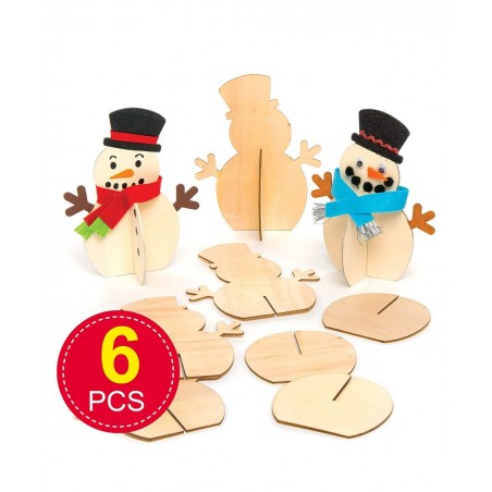 AT158 Wooden Stand-up 3D Snowmen - Pack of 6 Christmas Arts and Crafts $17.15 Kids' Drawing & Writing Boards