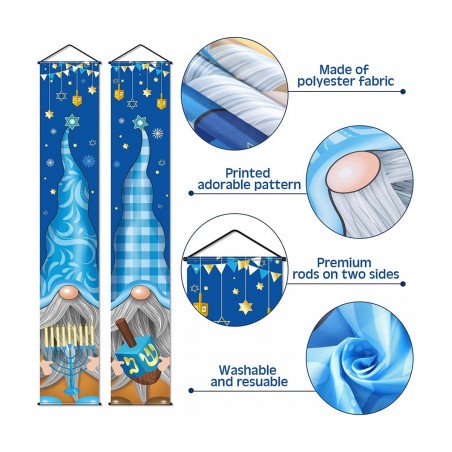 Hanukkah Banner Happy Hanukkah Porch Sign Banner Blue Chanukah Banners Hanukkah Hanging Sign Hanukkah Party Decorations for H...