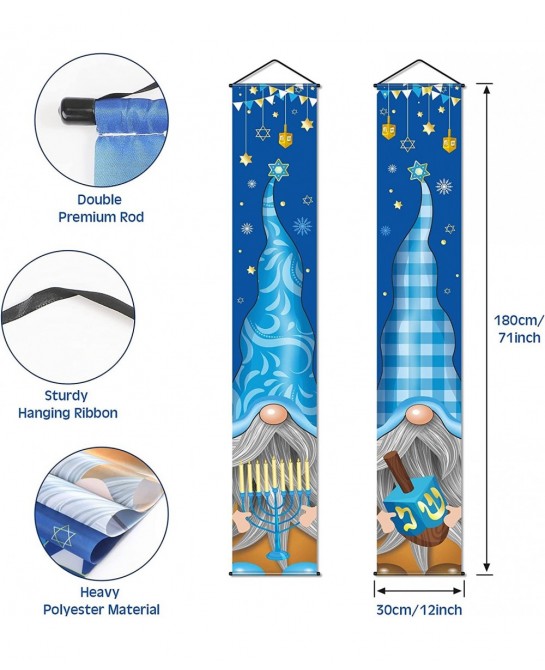 Hanukkah Banner Happy Hanukkah Porch Sign Banner Blue Chanukah Banners Hanukkah Hanging Sign Hanukkah Party Decorations for H...