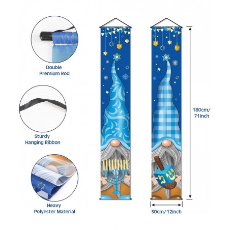 Hanukkah Banner Happy Hanukkah Porch Sign Banner Blue Chanukah Banners Hanukkah Hanging Sign Hanukkah Party Decorations for H...