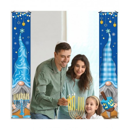 Hanukkah Banner Happy Hanukkah Porch Sign Banner Blue Chanukah Banners Hanukkah Hanging Sign Hanukkah Party Decorations for H...