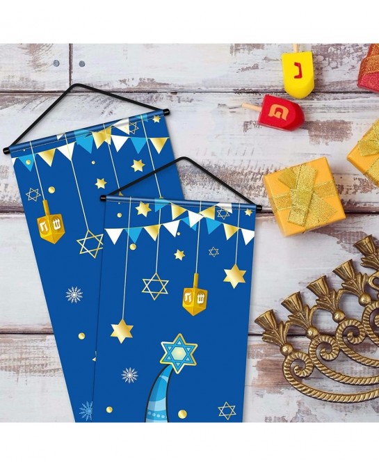 Hanukkah Banner Happy Hanukkah Porch Sign Banner Blue Chanukah Banners Hanukkah Hanging Sign Hanukkah Party Decorations for H...