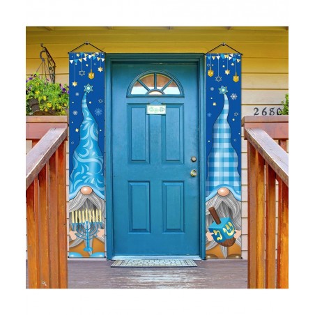 Hanukkah Banner Happy Hanukkah Porch Sign Banner Blue Chanukah Banners Hanukkah Hanging Sign Hanukkah Party Decorations for H...