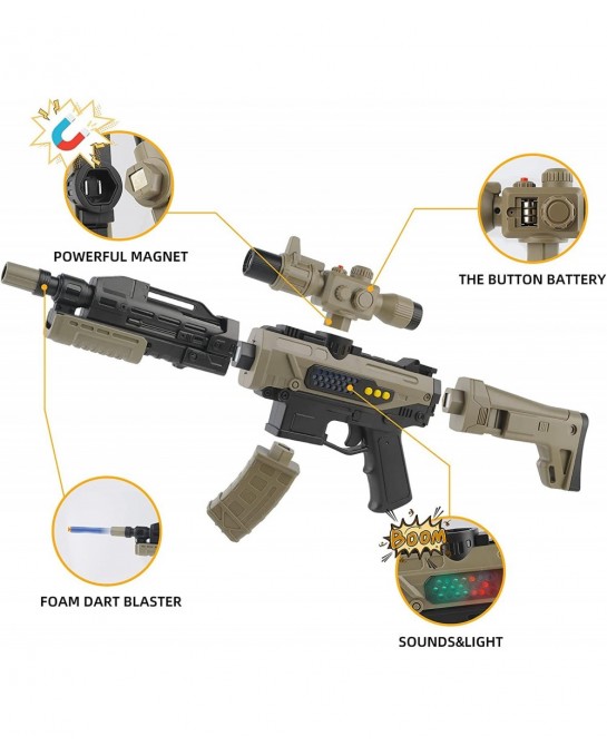 Toy Guns Electric Gun for Nerf Guns Bullets Foam Darts DIY Guns Projection Gun Toy with Sound and Light Soft Foam Gun Toys as...