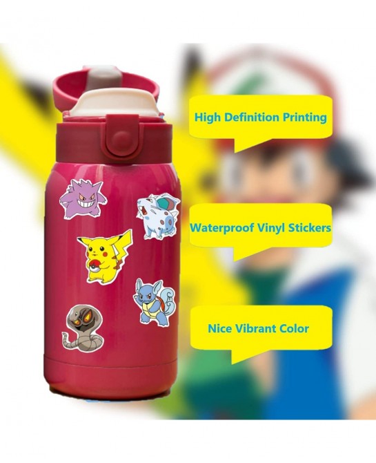 100 Pcs Anime Stickers Kawaii Cartoon Gift for Kids Teen Birthday Party Vinyl Waterproof Stickers for Water Bottle Scrapbook ...