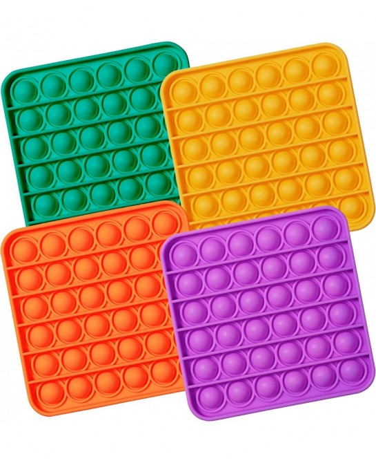 Push Pop Bubble Fidget Sensory Toy 4-Pack Push Pop Fidget Toy Square Purple Orange Mint Green Yellow Party Favors $16.13 Fidg...