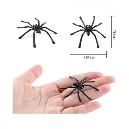 Black Plastic Spiders 100 Pcs Plastic Halloween Spiders 1.7In Small Fake Spiders Mini Plastic Spiders Bulk Halloween Party De...