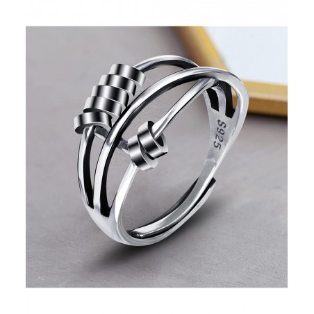 Fidget Ring for Anxiety To My Daughter S925 Sterling Anxiety Ring for Women Ring with Beads Spinner Ring Adjustable Open Ring...