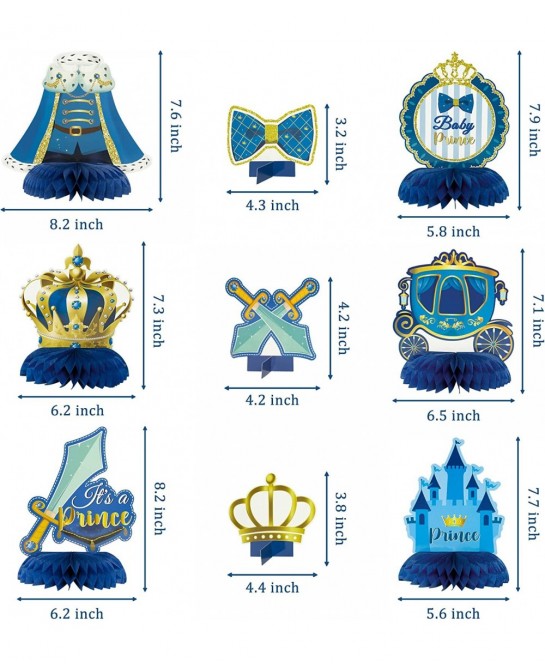 Haooryx?12PCS?Royal?Prince?Baby?Shower?Honeycomb?Centerpieces 3D?It's?A?Prince?Table?Topper Decorations?for?Newborn Baby?Boys...