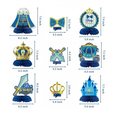 Haooryx?12PCS?Royal?Prince?Baby?Shower?Honeycomb?Centerpieces 3D?It's?A?Prince?Table?Topper Decorations?for?Newborn Baby?Boys...