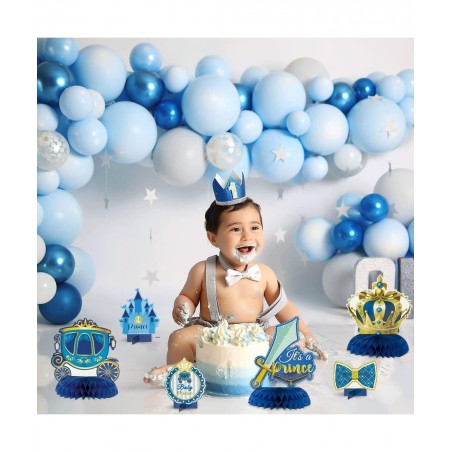 Haooryx?12PCS?Royal?Prince?Baby?Shower?Honeycomb?Centerpieces 3D?It's?A?Prince?Table?Topper Decorations?for?Newborn Baby?Boys...