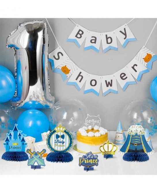 Haooryx?12PCS?Royal?Prince?Baby?Shower?Honeycomb?Centerpieces 3D?It's?A?Prince?Table?Topper Decorations?for?Newborn Baby?Boys...
