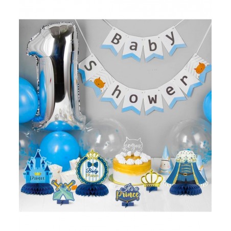 Haooryx?12PCS?Royal?Prince?Baby?Shower?Honeycomb?Centerpieces 3D?It's?A?Prince?Table?Topper Decorations?for?Newborn Baby?Boys...