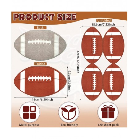 120 Pack 6.3X 3.7 Inches Football Party Napkins Football Shape Paper Napkins Disposable Football Napkins Football Cocktail Na...