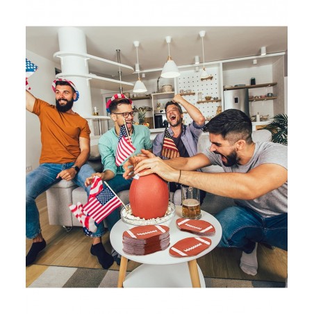 120 Pack 6.3X 3.7 Inches Football Party Napkins Football Shape Paper Napkins Disposable Football Napkins Football Cocktail Na...