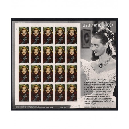 Bette Davis Legends of Hollywood pane of 20 x 42 cent us U.S. Postage Stamps $30.38 Collectible Postage Stamps
