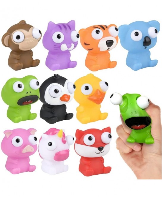 Squeezy Animals with Pop Out Eyes Set of 20 Fun Squeeze Stress Relief Toys for Kids Fun Goodie Bag Fillers Birthday Party Fav...