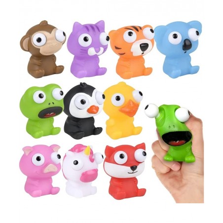Squeezy Animals with Pop Out Eyes Set of 20 Fun Squeeze Stress Relief Toys for Kids Fun Goodie Bag Fillers Birthday Party Fav...