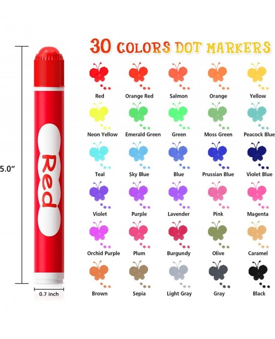 Dot Markers 30 Colors Washable Dot Markers for Toddlers with Free Activity Book Bingo Daubers Supplies for Kids Preschool Chi...