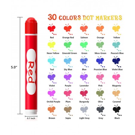 Dot Markers 30 Colors Washable Dot Markers for Toddlers with Free Activity Book Bingo Daubers Supplies for Kids Preschool Chi...