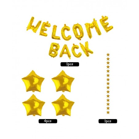 66 Pieces Welcome Back Balloon Banner Decorations Kit with Gold Welcome Back and Star Banner Gold Silver Confetti Glitter Bal...