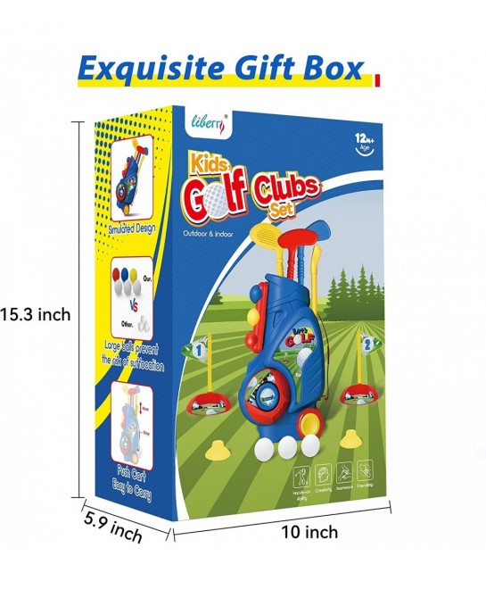 Toddler Golf Set Upgraded Kids Golf Cart with Unique Shoulder Strap Design Indoor and Outdoor Golf Toys for Boys and Girls Ag...