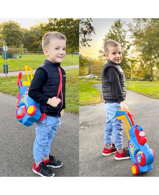 Toddler Golf Set Upgraded Kids Golf Cart with Unique Shoulder Strap Design Indoor and Outdoor Golf Toys for Boys and Girls Ag...