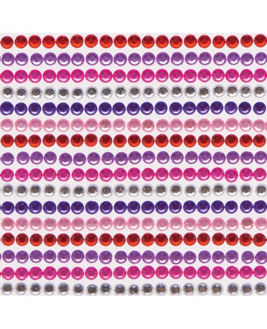 AT369 Red Pinks & Purple Self-Adhesive Gems - Pack of 900 Assorted Jewel Sticker Craft Embellishments for Kids Arts and Craft...