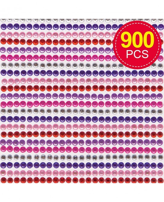 AT369 Red Pinks & Purple Self-Adhesive Gems - Pack of 900 Assorted Jewel Sticker Craft Embellishments for Kids Arts and Craft...