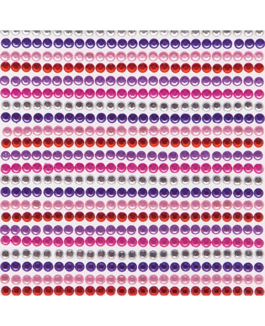 AT369 Red Pinks & Purple Self-Adhesive Gems - Pack of 900 Assorted Jewel Sticker Craft Embellishments for Kids Arts and Craft...