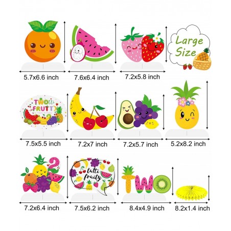 10Pcs Fruit Birthday Centerpieces Twotti Frutti Honeycomb Centerpieces for Fruit Party Decoration Twotti Frutti Decorations F...